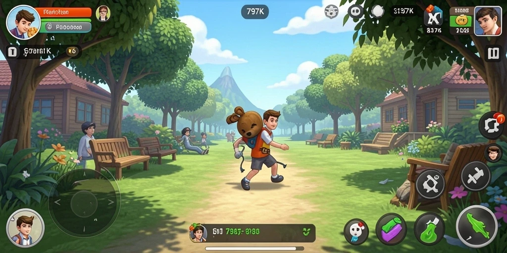 Tampilan gameplay menarik dari 797K dengan karakter ceria dan warna-warni.