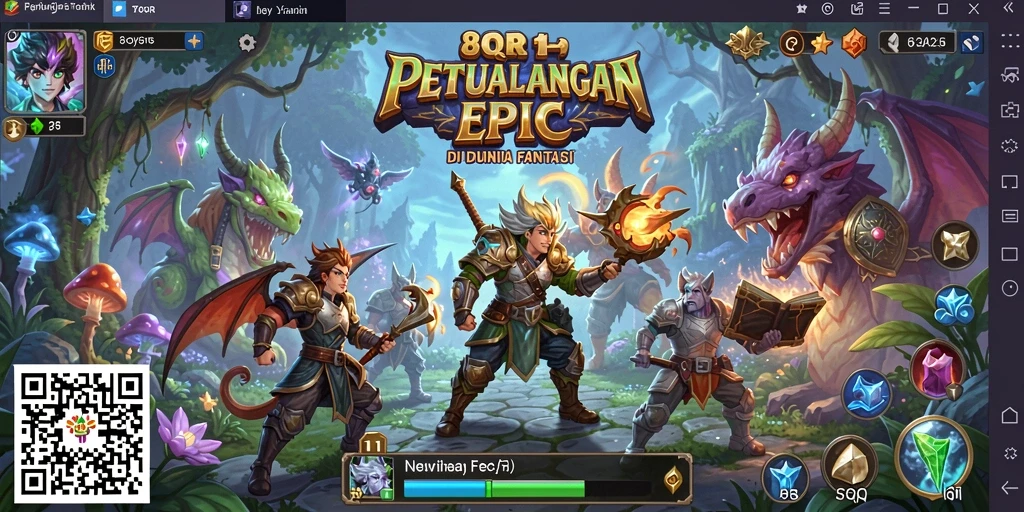 Tampilan gameplay seru dari 8QR dengan karakter dan monster.