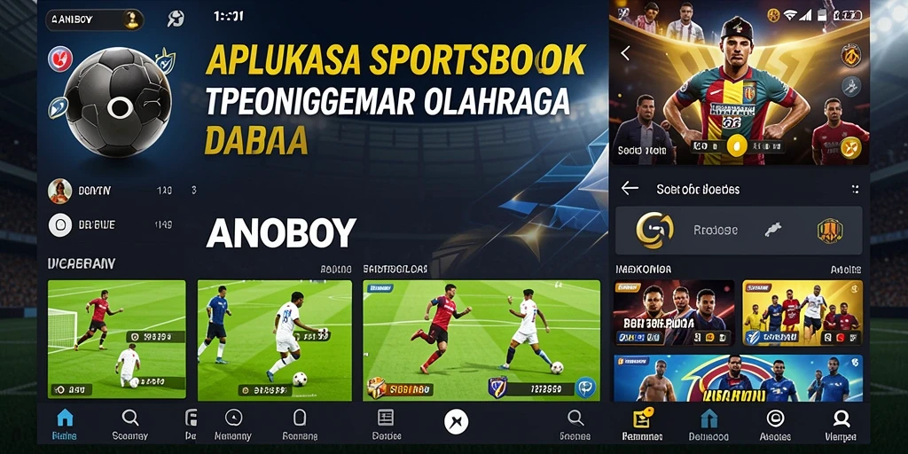 Tampilan utama ANOBOY dengan fitur taruhan olahraga yang menarik.