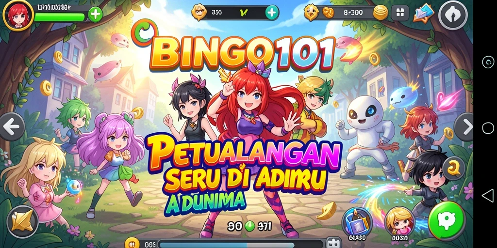 Tangkapan layar menunjukkan gameplay menarik BINGO101 dengan karakter anime.