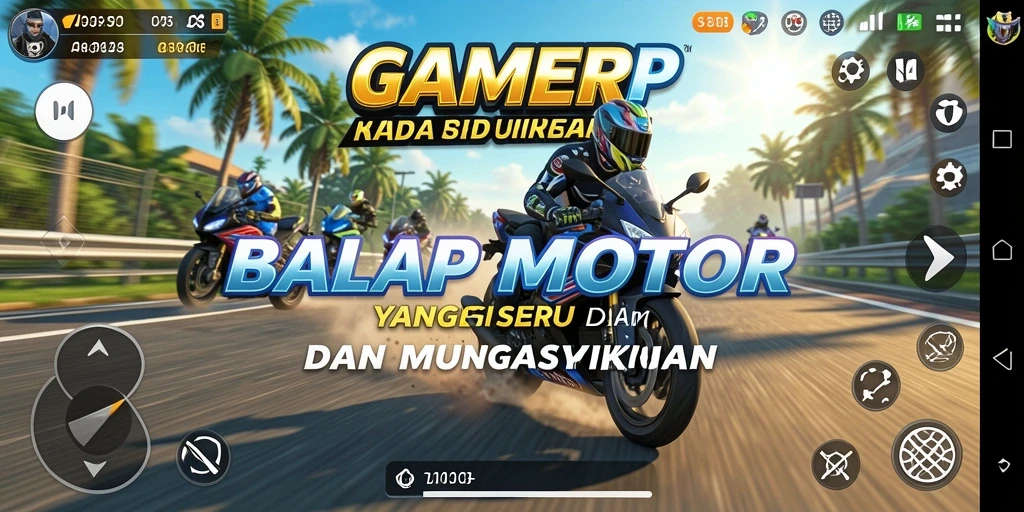 Tampilan gameplay GAMERP dengan balapan motor yang menegangkan.
