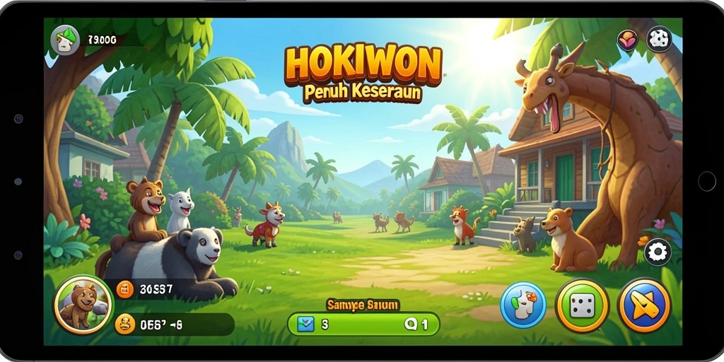 Tangkapan layar HOKIWON dengan gameplay menarik dan penuh warna.