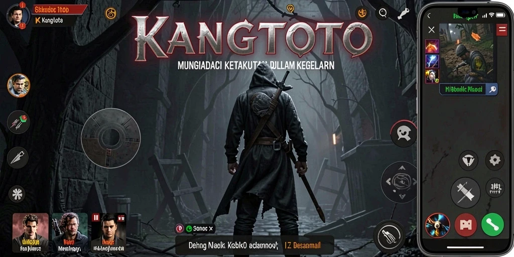 Screenshot gameplay KANGTOTO menampilkan suasana horor yang mendebarkan.