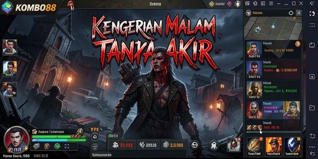 Tampilan gameplay KOMBO88 yang menegangkan dan misterius.