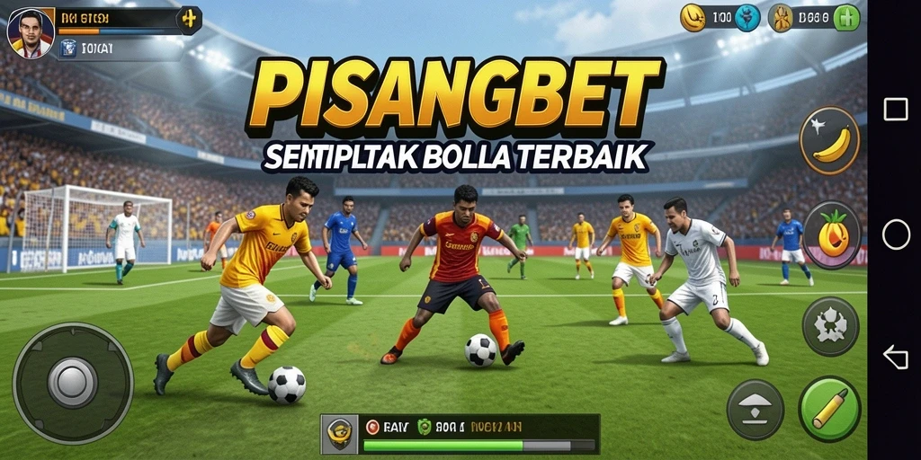 Tampilan gameplay PISANGBET dengan aksi menarik di lapangan sepak bola.