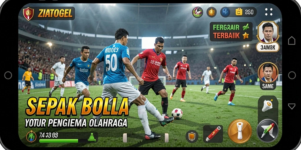 Tangkapan layar gameplay ZIATOGEL yang menampilkan aksi sepak bola yang mendebarkan.